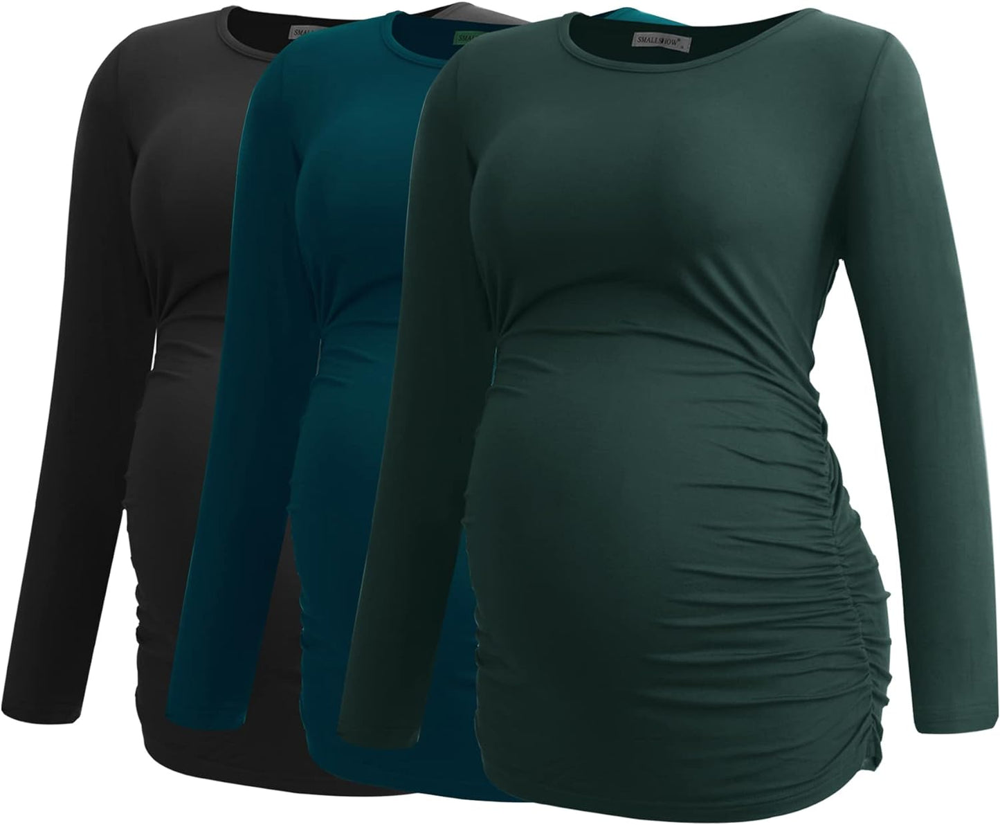 Smallshow Women's Maternity Shirts Long Sleeve Pregnancy Clothes Tops 3-Pack