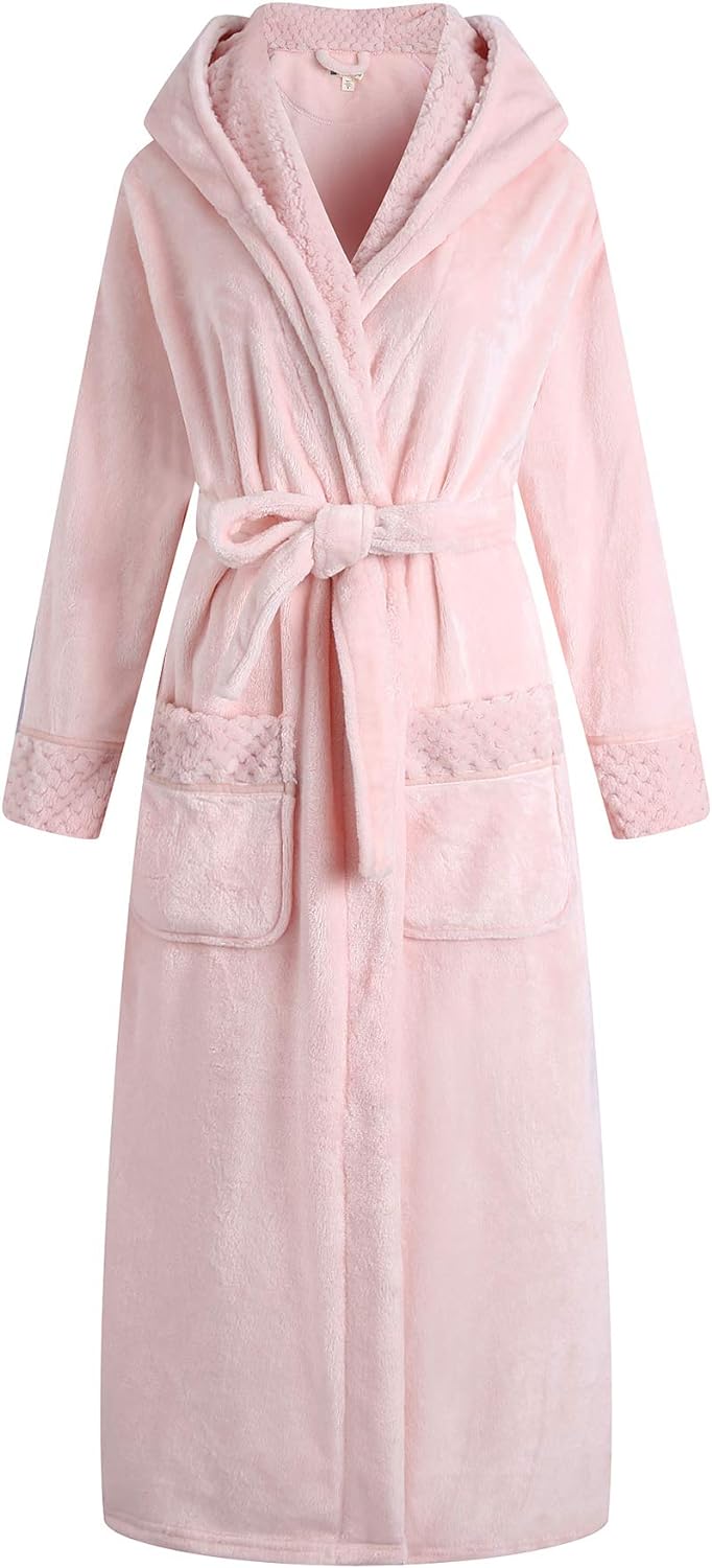 Richie House Women's Plush Soft Warm Fleece Bathrobe Robe RH1591