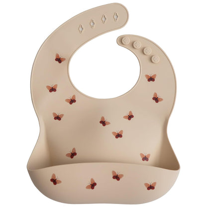 mushie Silicone Baby Bib | Adjustable Fit Waterproof Bibs (Dusty Rose)