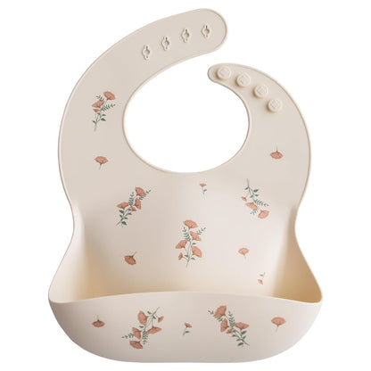 mushie Silicone Baby Bib | Adjustable Fit Waterproof Bibs (Dusty Rose)