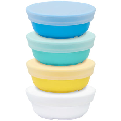 Re-Play Made in USA 12 Oz. Reusable Plastic Bowls, Pack of 4 Without Lid - Dishwasher and Microwave Safe Bowls for Snacks and Everyday Dining - Toddler Bowl Set 5.75" x 5.75" x 2", Modern Mint