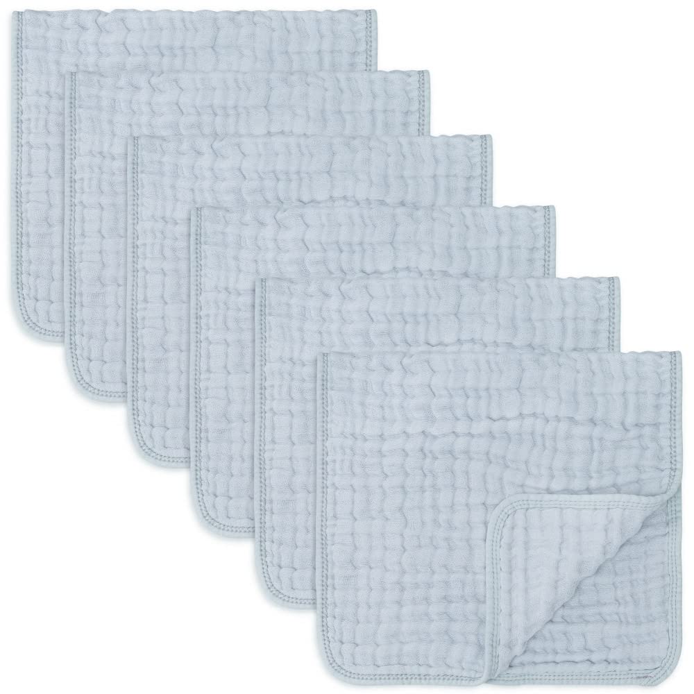 Baby Washcloths, Muslin Cotton Baby Towels, Large 10”x10” Wash Cloths Soft on Sensitive Skin, Absorbent for Boys & Girls, Newborn Baby & Toddlers Essentials Shower Registry Gift (Fern, Pack of 10)