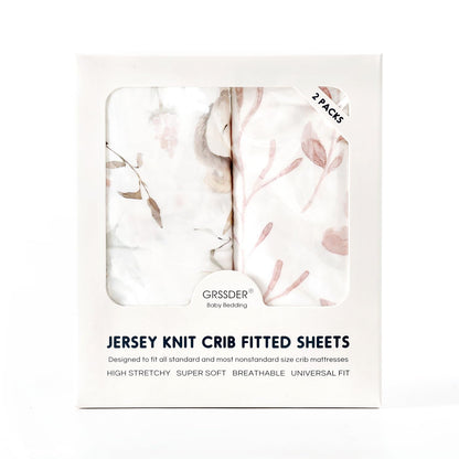 Stretch Ultra Soft Jersey Knit Fitted Crib Sheets Set 2 Pack，Fit All Standard Crib Mattress Pads Safe and Snug, Crib Fitted Sheet for Baby, Stylish African Savannah Animals Pattern