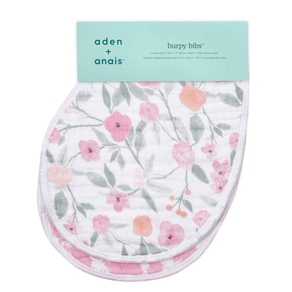 aden + anais Burpy Bib, 100% Cotton Muslin, Soft Absorbent 4 Layers, Multi-Use Burp Cloth and Bib, 22.5" X 11", 2 Pack, Trail Bloom Llamas