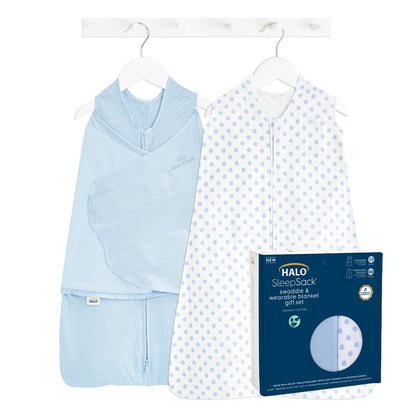 HALO 100% Cotton Sleepsack Swaddle, 3-Way Adjustable Wearable Blanket, TOG 1.5, Clouds, Newborn, 0-3 Months