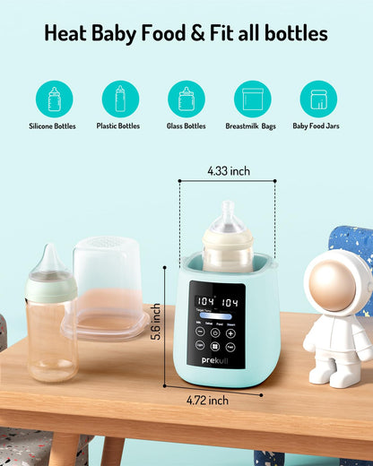 Bottle Warmer, prekull Fast Baby Bottle Warmer for Breastmilk, Formula with Accurate Temp Control, 48H Thermostat Baby Milk Warmer with Thaw, Night Light, Bottle Warmers for All Bottles