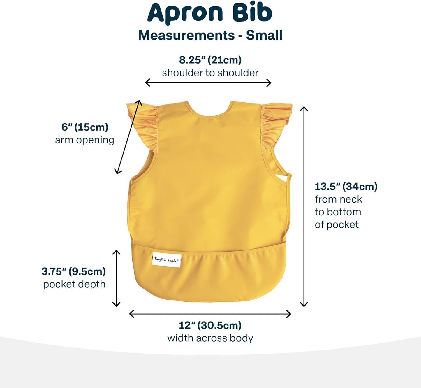 Tiny Twinkle Mess Proof Baby Bib - Waterproof Toddler and Baby Apron Bib - Machine Washable - PFAS and BPA Free