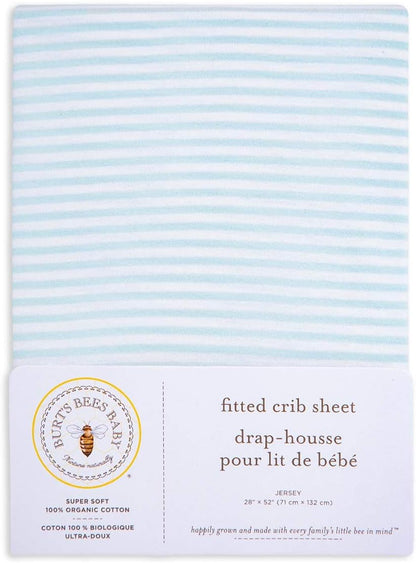 Burt's Bees Baby - Fitted Crib Sheet, Boys & Unisex 100% Organic Cotton Crib Sheet for Standard Crib and Toddler Mattresses (Hello Moon!) 28x52 Inch (Pack of 1)