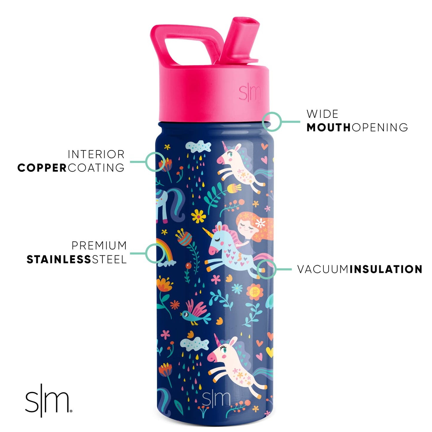 Simple Modern Kids Water Bottle with Straw Lid | Insulated Stainless Steel Reusable Tumbler for Toddlers, Boys | Summit Collection | 14oz, Dog Days