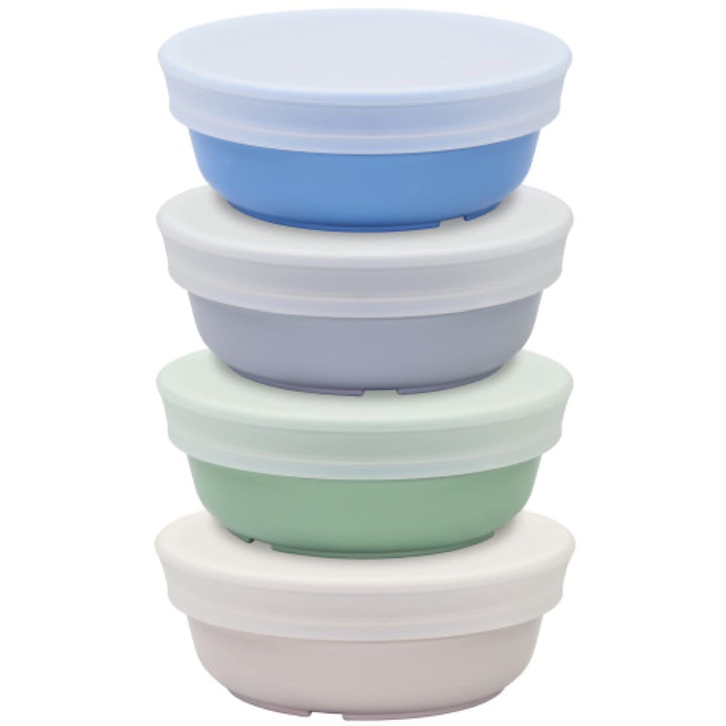 Re-Play Made in USA 12 Oz. Reusable Plastic Bowls, Pack of 4 Without Lid - Dishwasher and Microwave Safe Bowls for Snacks and Everyday Dining - Toddler Bowl Set 5.75" x 5.75" x 2", Modern Mint