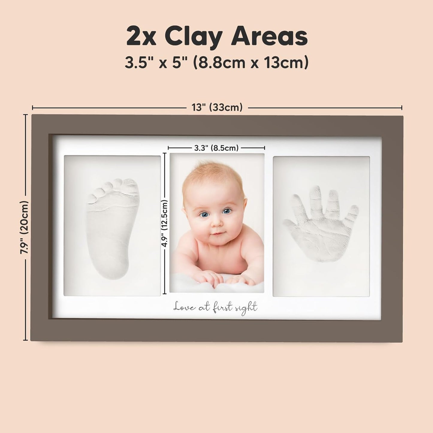 Baby Hand and Footprint Kit - Baby Footprint Kit, Newborn Keepsake Frame, Baby Handprint Kit, Personalized Baby Gifts, Nursery Decor, Baby Shower Gifts for Girls Boys (Sage)