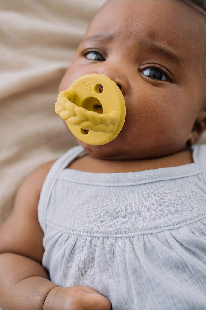 Itzy Ritzy Silicone Pacifiers for Newborn - Sweetie Soother Pacifiers Feature Collapsible Handle & Two Air Holes for Added Safety; for Ages Newborn and Up, Set of 2 in Agave & Succulent