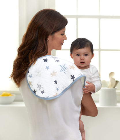 aden + anais Burpy Bib, 100% Cotton Muslin, Soft Absorbent 4 Layers, Multi-Use Burp Cloth and Bib, 22.5" X 11", 2 Pack, Trail Bloom Llamas