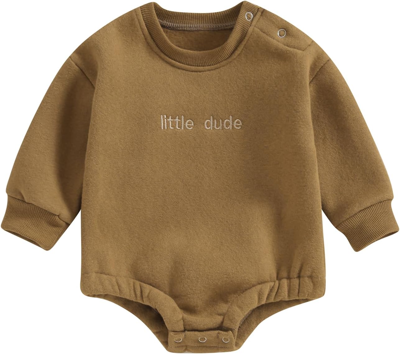 VISGOGO Baby Boy Girls Oversized Sweatshirt Romper Long Sleeve Little Dude Sweater Onesie Top Embroidery Clothes