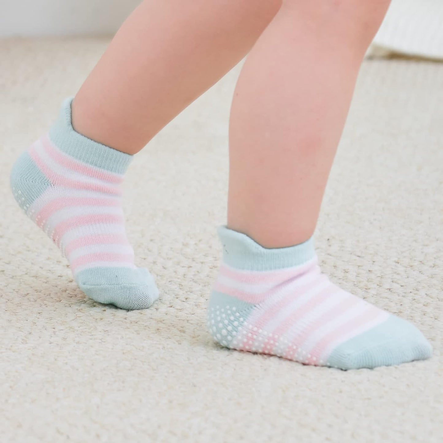 Zaples Baby Non Slip Grip Ankle Socks with Non Skid Soles for Infants Toddlers Kids Boys Girls