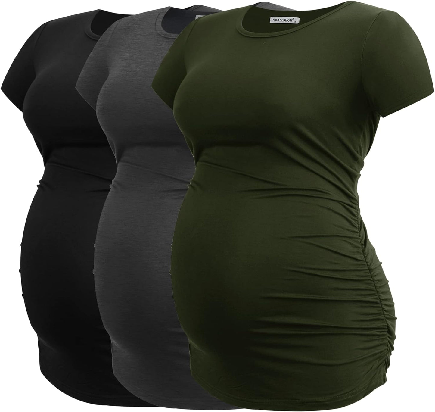 Smallshow Women's Maternity Tops Side Ruched Tunic T-Shirt Pregnancy Clothes