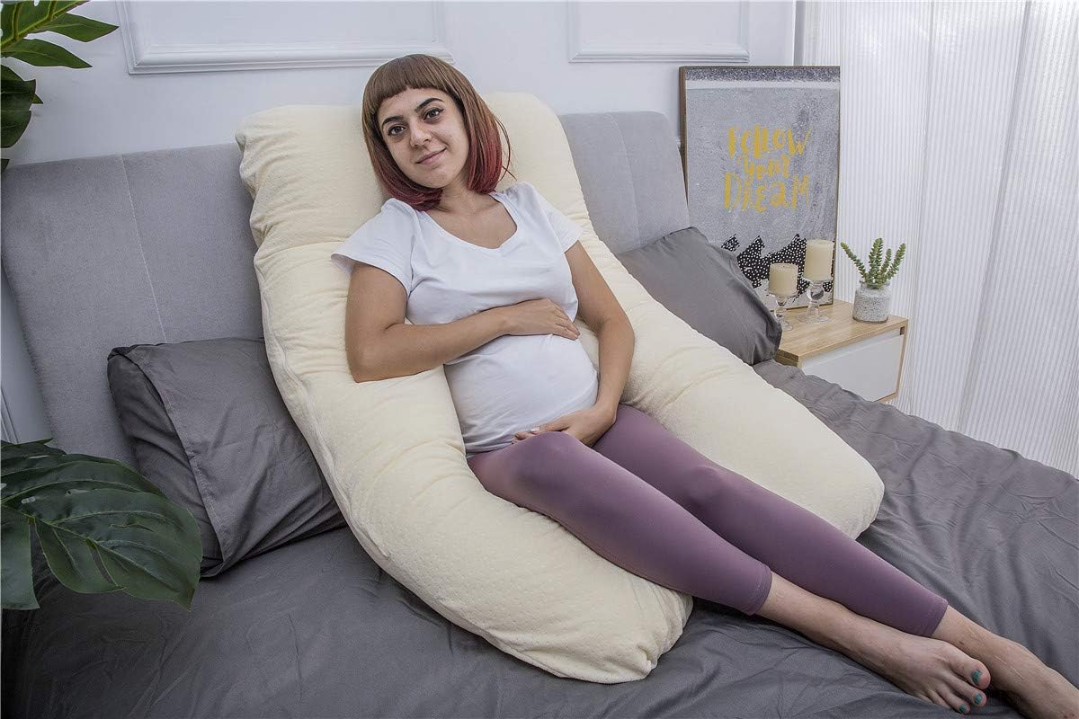 MOON PINE U Shaped Pregnancy Pillow, Maternity Full Body Pillow for Back, Legs and Belly Support, Sleeping Pillow for Pregnant Women and Side Sleepers with Removable Cover (Grey)