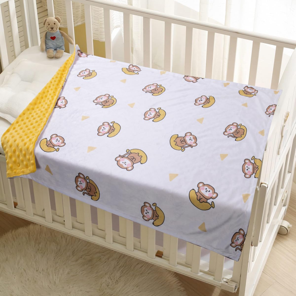 Donsonny Baby Blanket for Boys Girls Soft Minky with Double Layer Dotted Backing, Color Dinosaurs Printed 30 x 40 Inch Receiving Blanket