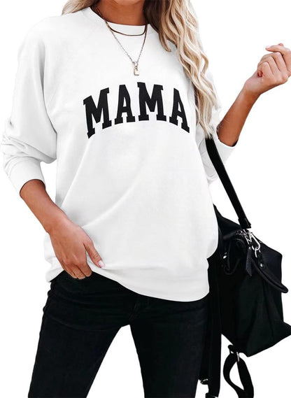 LEEDYA Women Long Sleeve Mama Sweatshirts Round Neck Pullover Loose Lightweight Blouse Tops