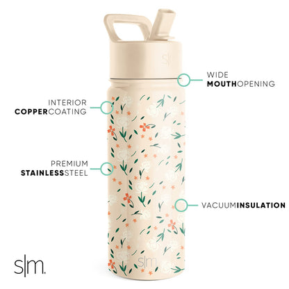 Simple Modern Kids Water Bottle with Straw Lid | Insulated Stainless Steel Reusable Tumbler for Toddlers, Boys | Summit Collection | 14oz, Dog Days