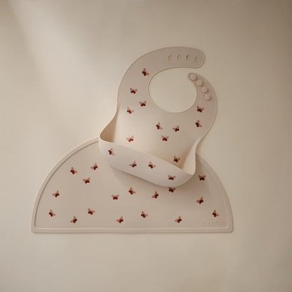 mushie Silicone Baby Bib | Adjustable Fit Waterproof Bibs (Dusty Rose)