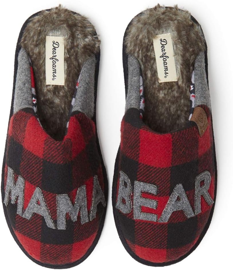 Dearfoams Gifts for Women Matching Christmas Holiday Mama Bear Slipper