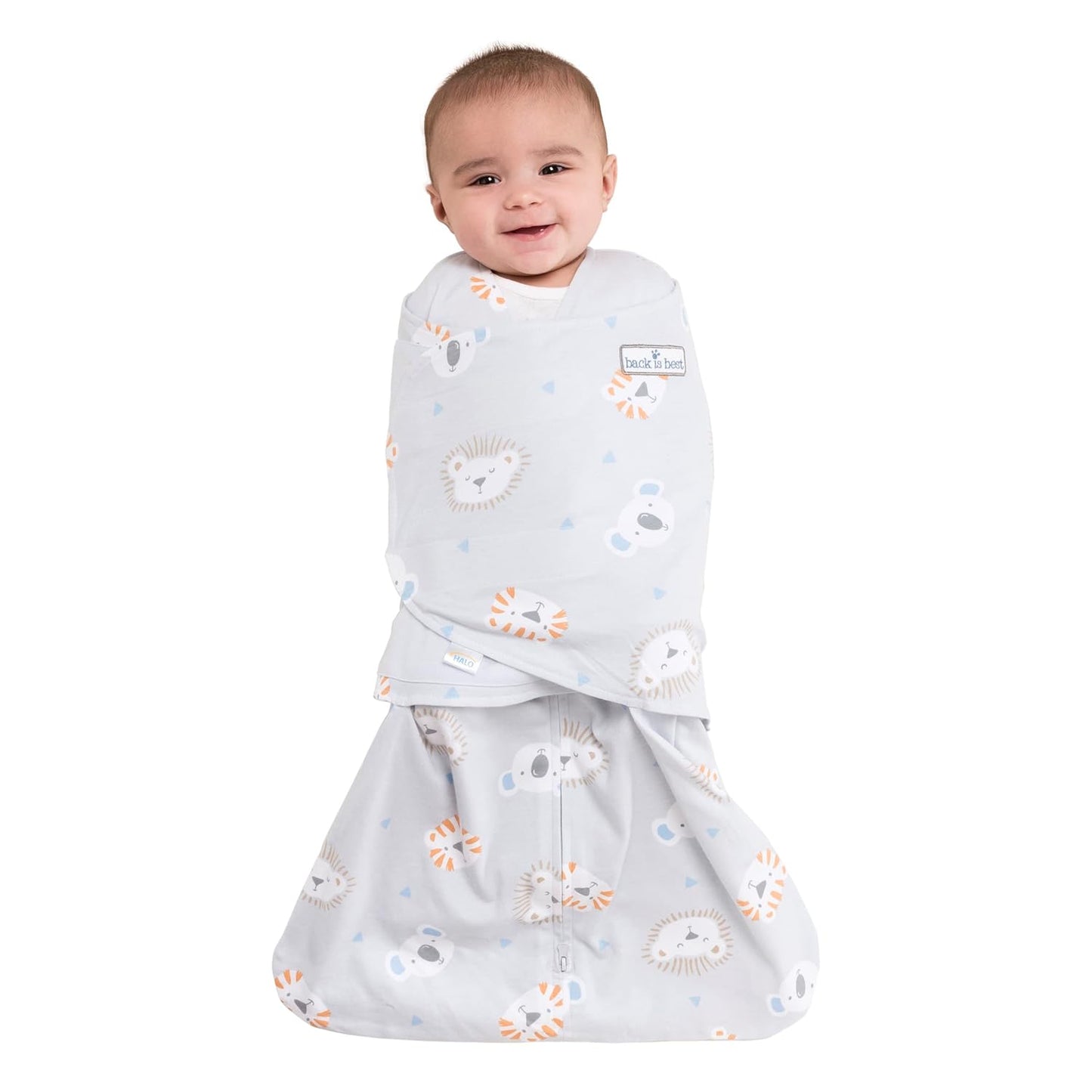 HALO 100% Cotton Sleepsack Swaddle, 3-Way Adjustable Wearable Blanket, TOG 1.5, Clouds, Newborn, 0-3 Months