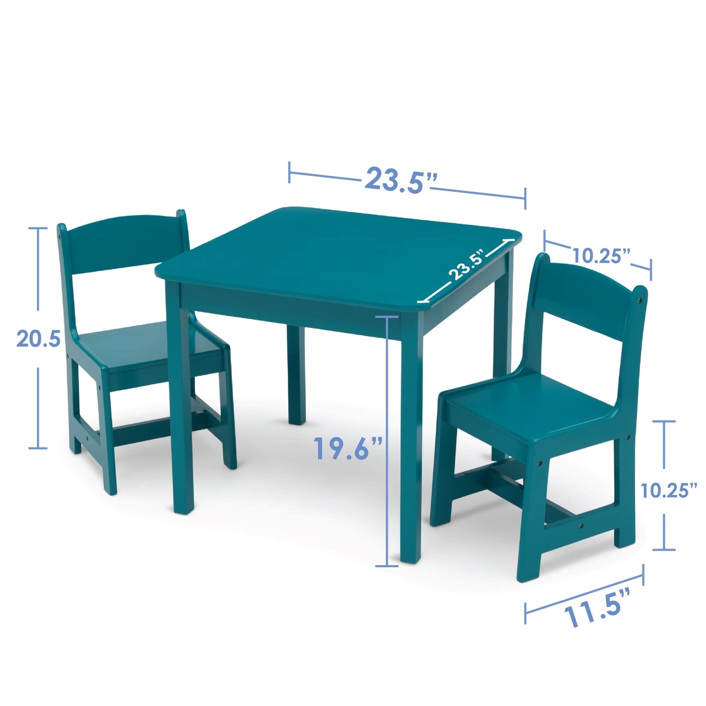 Delta Children MySize Kids Wood Table and Chair Set (2 Chairs Included) - Ideal for Arts & Crafts, Snack Time & More - Greenguard Gold Certified, Grey, 3 Piece Set