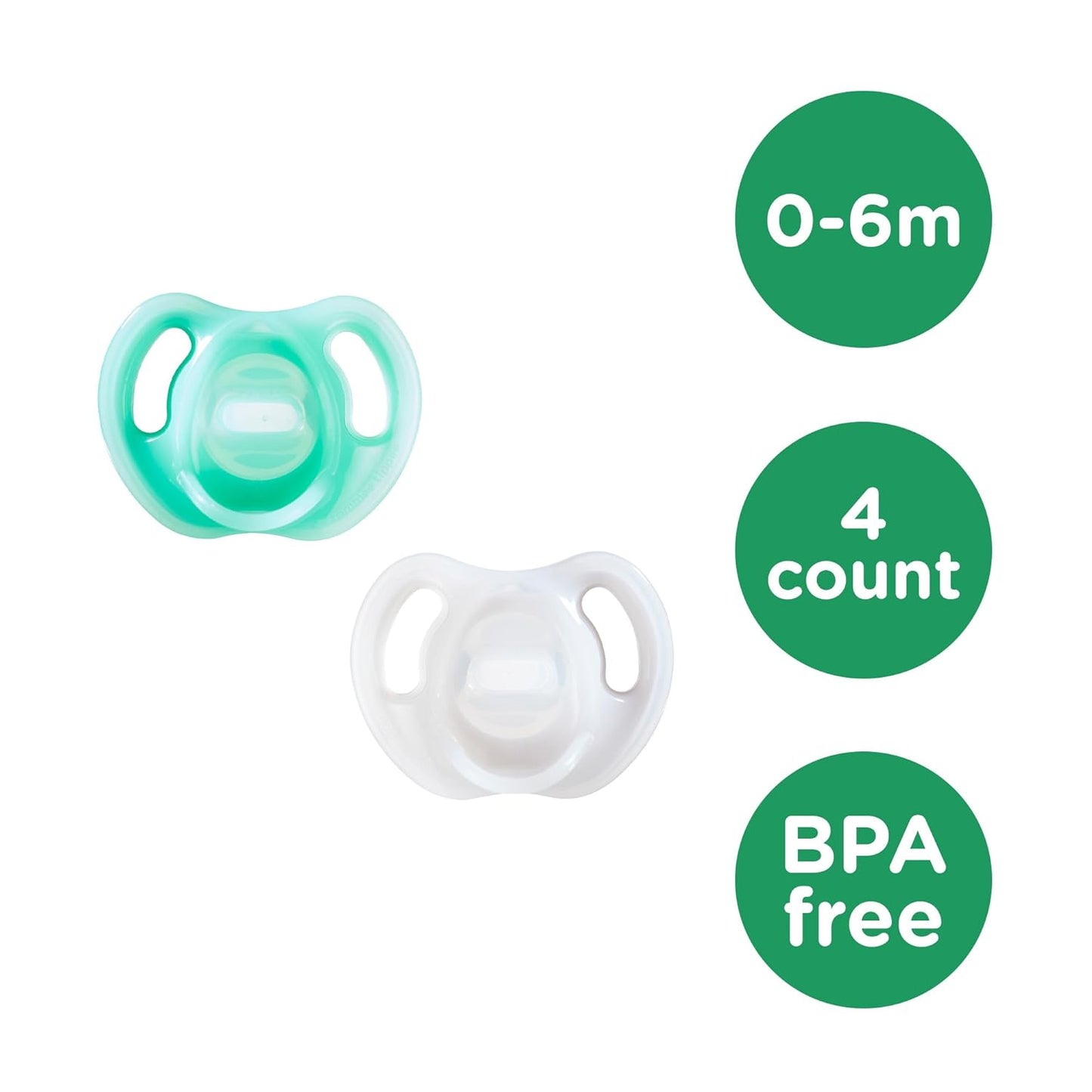 Tommee Tippee Ultra-Light Silicone Pacifier, Symmetrical One-Piece Design, BPA-Free Silicone Binkies, 0-6M, 4-Count