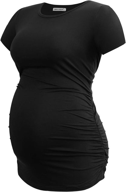 Smallshow Women's Maternity Tops Side Ruched Tunic T-Shirt Pregnancy Clothes