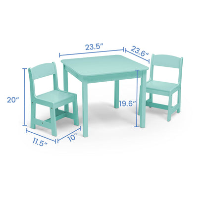 Delta Children MySize Kids Wood Table and Chair Set (2 Chairs Included) - Ideal for Arts & Crafts, Snack Time & More - Greenguard Gold Certified, Grey, 3 Piece Set