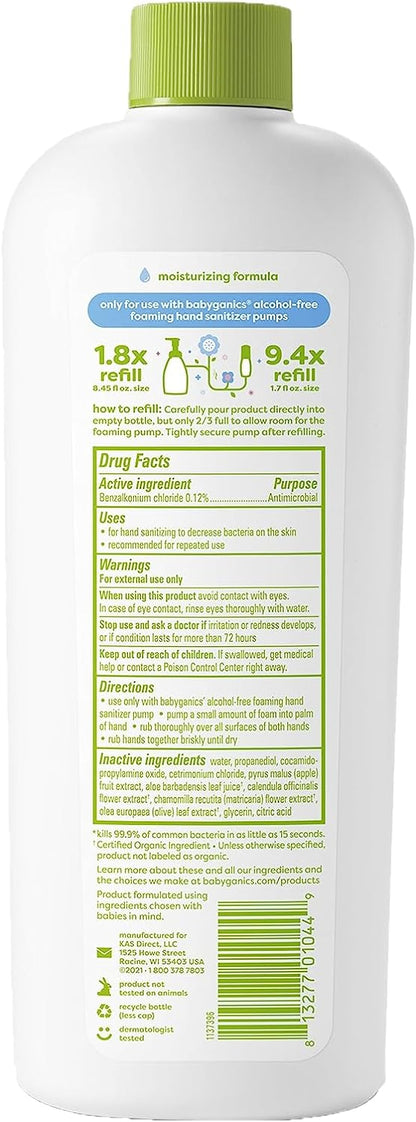 Babyganics Foaming Pump Hand Sanitizer, Alcohol Free, Fragrance Free, Kills 99.9% of Common Bacteria, Moisturizing, 8.45 Fl Oz (Pack of 3)