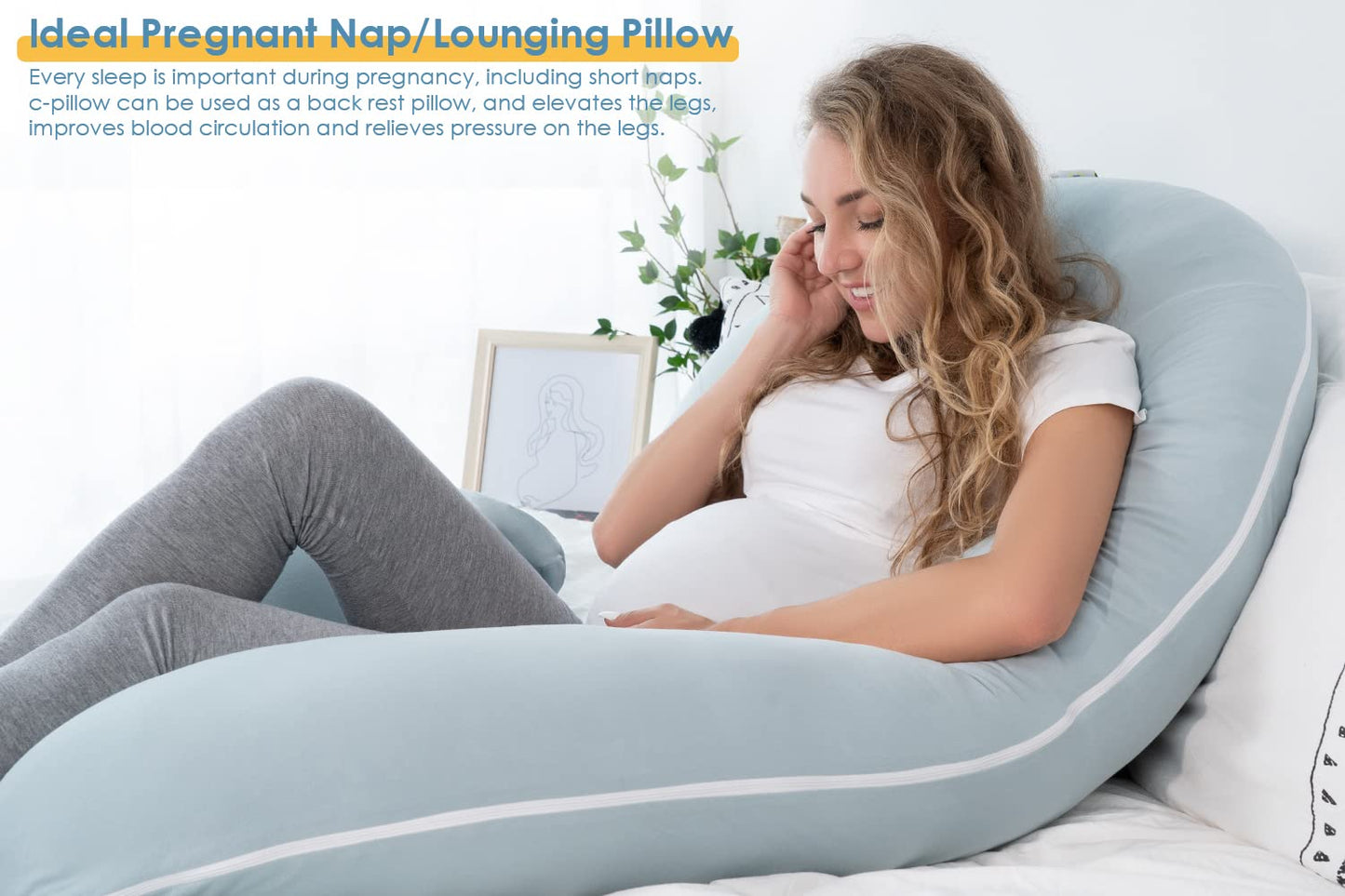 INSEN Pregnancy Pillow for Sleeping,Maternity Body Pillow for Pregnancy Women,Pregnancy Support Pillow for Back, Hip Pain, Pink