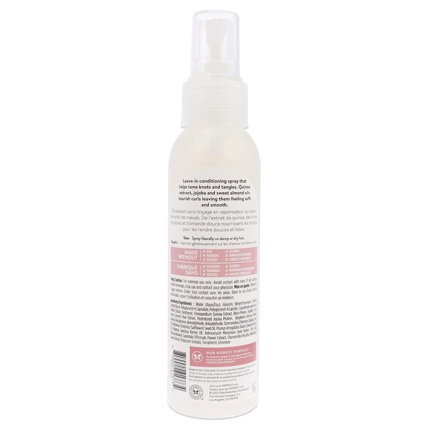 The Honest Company Conditioning Hair Detangler | Leave-in Conditioner + Fortifying Spray | Tear-free, Cruelty-Free, Hypoallergenic | Citrus Vanilla Refresh, 4 fl oz