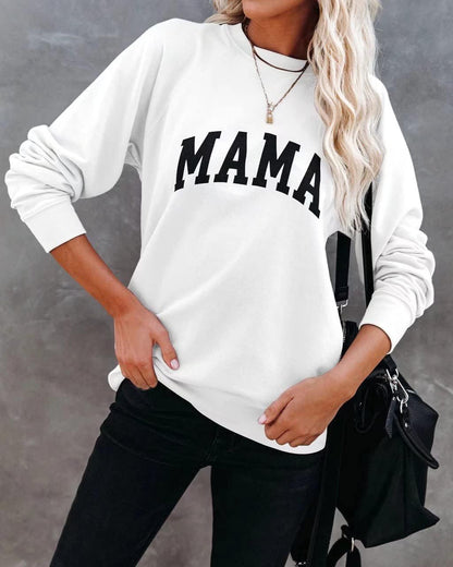 LEEDYA Women Long Sleeve Mama Sweatshirts Round Neck Pullover Loose Lightweight Blouse Tops