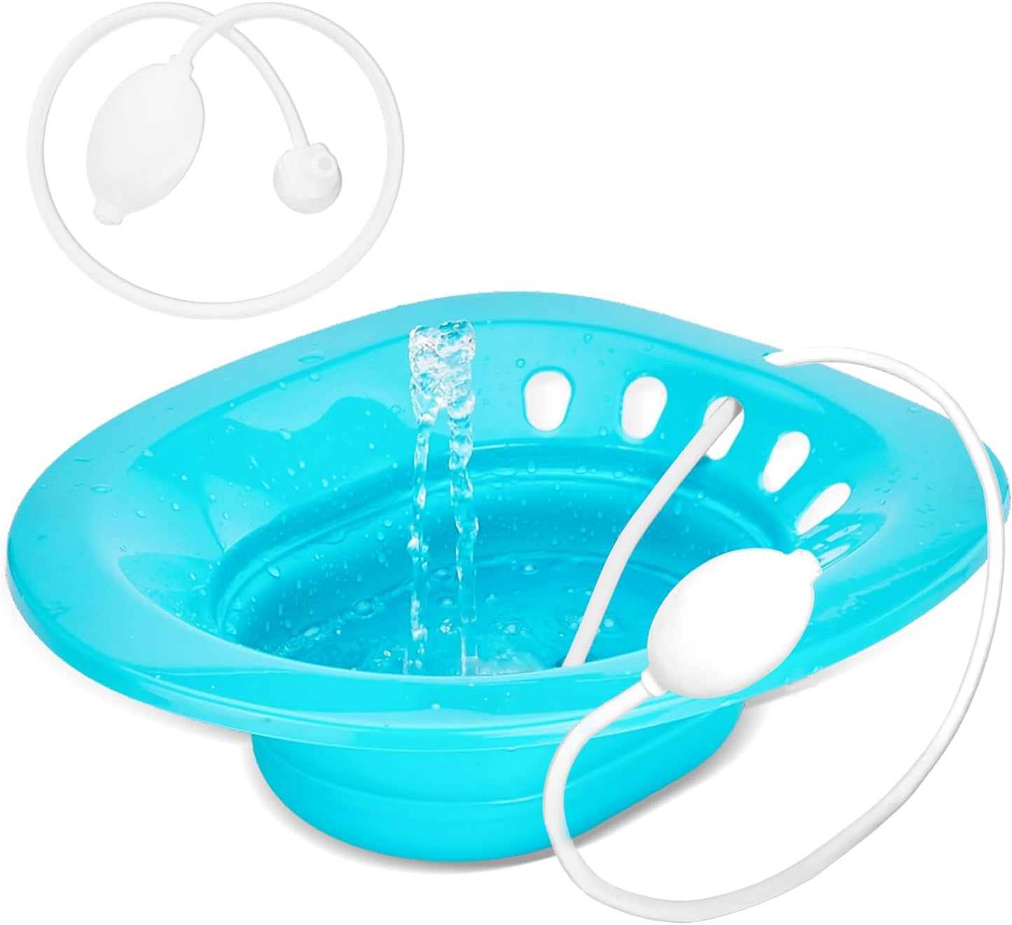 Pochik Sitz Bath, Sitz Bath for Hemorrhoids, Sitz Bath for Toilet Seat, Postpartum Care, Sits Bath Kit for Women, Collapsible, Flusher Hose, Drain Holes, Wider Seating Area, Deeper Bowl