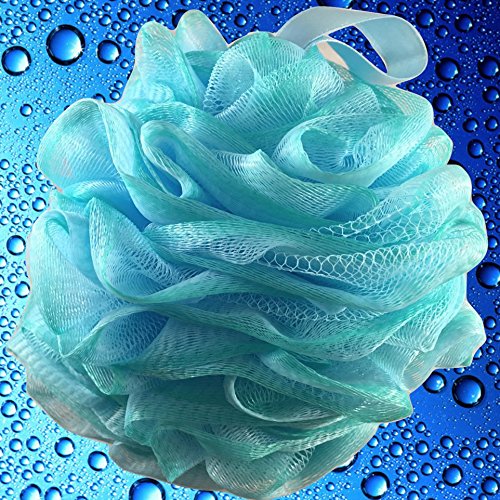 Loofah Soft-White-Cloud Bath-Sponge XL-75g-Set by Shower Bouquet: 4 Pack, Extra Large Mesh Pouf for Men and Women - Exfoliate with Big Gentle Cleanse Scrubber in Beauty Bathing Accessories