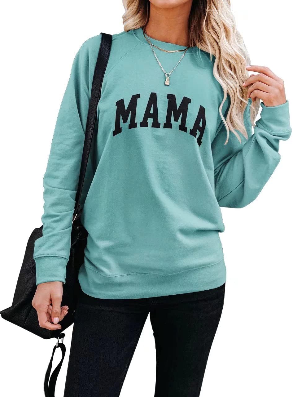 LEEDYA Women Long Sleeve Mama Sweatshirts Round Neck Pullover Loose Lightweight Blouse Tops