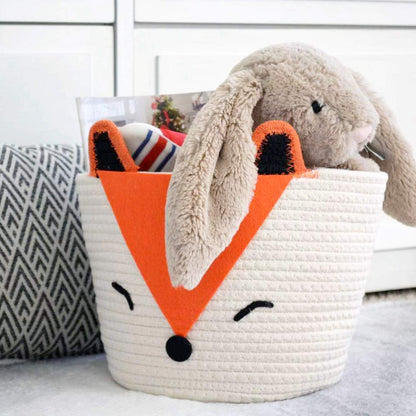 T&T Homewares Orange Fox Storage Basket - Medium, Multipurpose for Baby Diapers, Laundry, Kids Room, Dog/Cat Toys - Ideal for Woodland Nursery Decor & Organizing