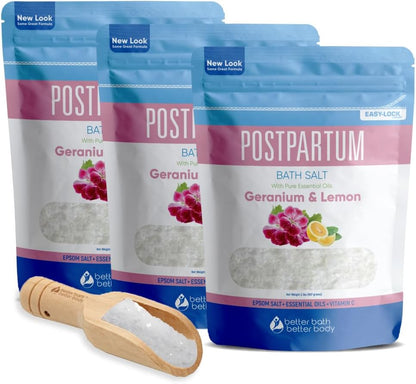 Postpartum Sitz Bath Soak (2 Lbs) Postpartum Care for New Moms Bath Salt with Essential Oils in Easy Press-Lock BPA-Free Pouch Made with Natural Ingredients Made in USA