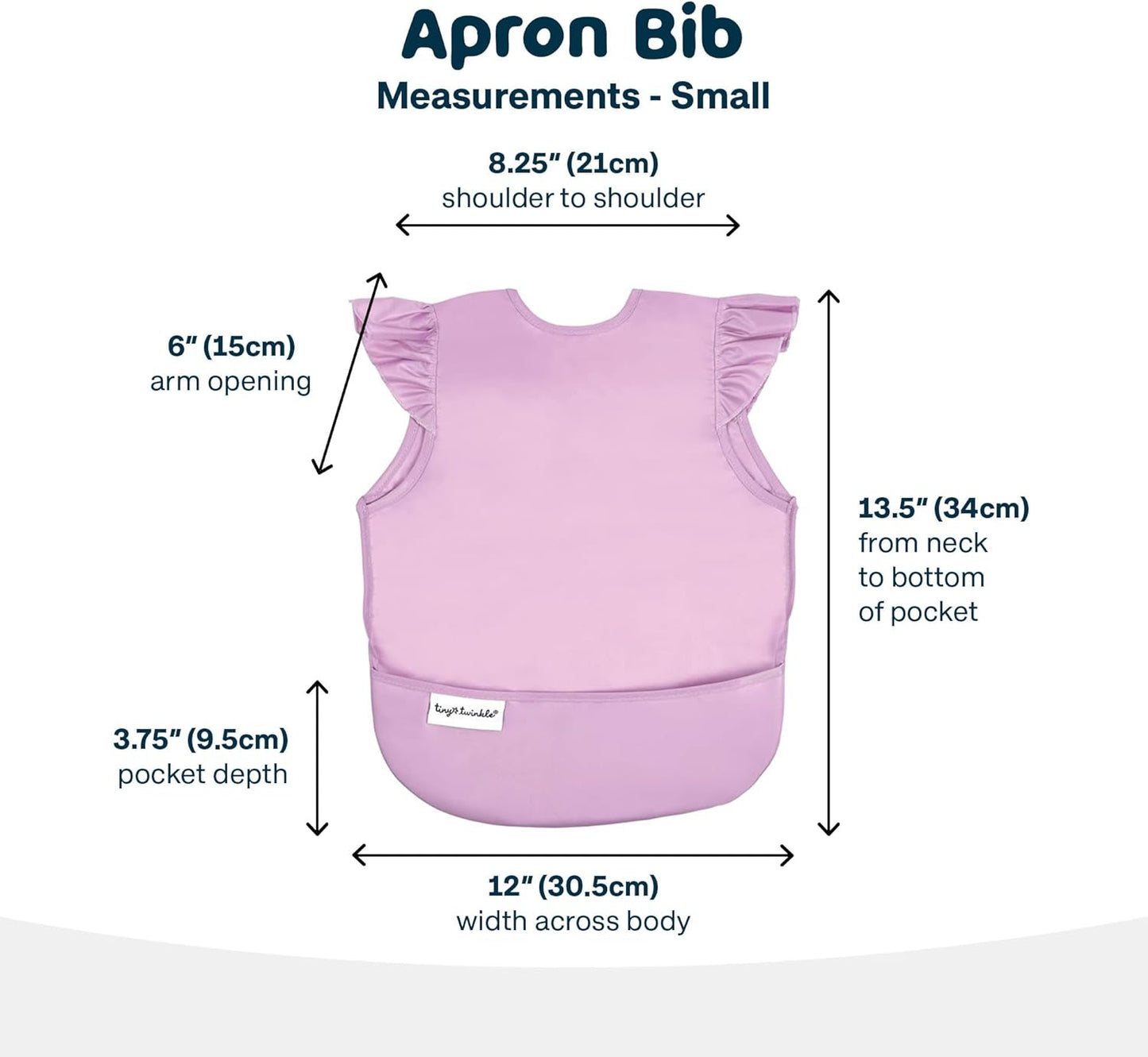 Tiny Twinkle Mess Proof Baby Bib - Waterproof Toddler and Baby Apron Bib - Machine Washable - PFAS and BPA Free