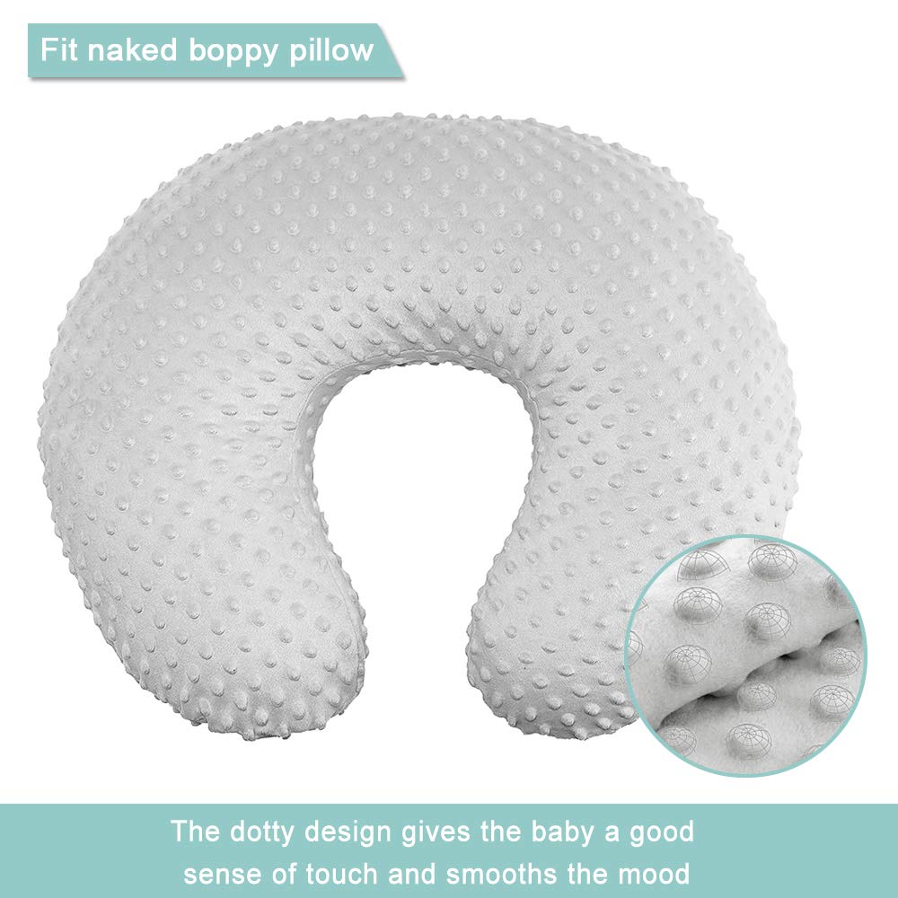 OWLOWLA 2Pack Nursing Pillow Covers Set White&Khaki Breastfeeding Pillow Slipcover Fits Naked Nursing Pillow for Baby Boy Girl(White/Khaki)