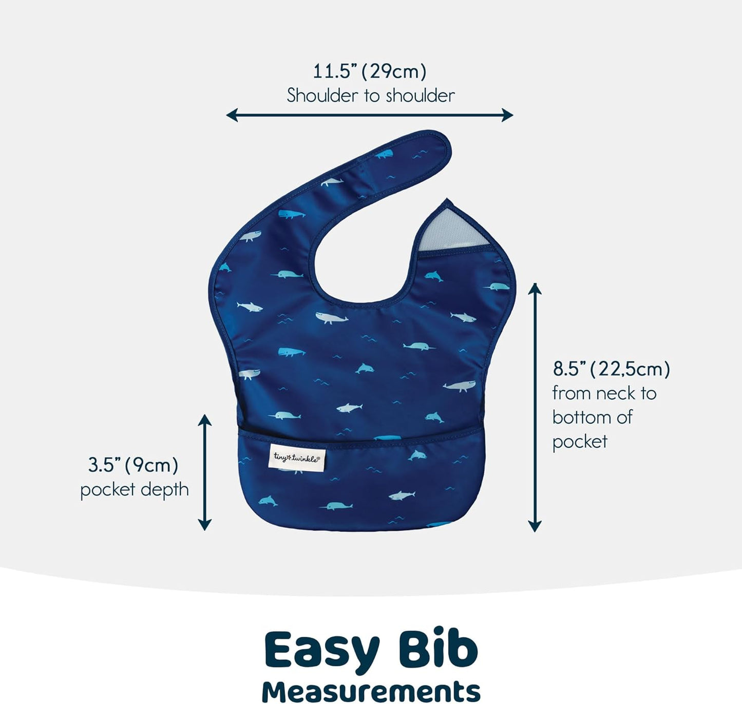 Tiny Twinkle Mess-Proof Baby Bib - Waterproof Bib for Baby Boy or Girl - PFAS, PVC, BPA, Phthalate Free - Baby Food Bibs