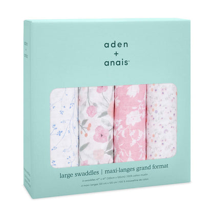 aden + anais Swaddle Blanket, Boutique Muslin Blankets for Girls & Boys, Baby Receiving Swaddles, Ideal Newborn & Infant Swaddling Set, Perfect Shower Gifts, 4 Pack, Sunrise