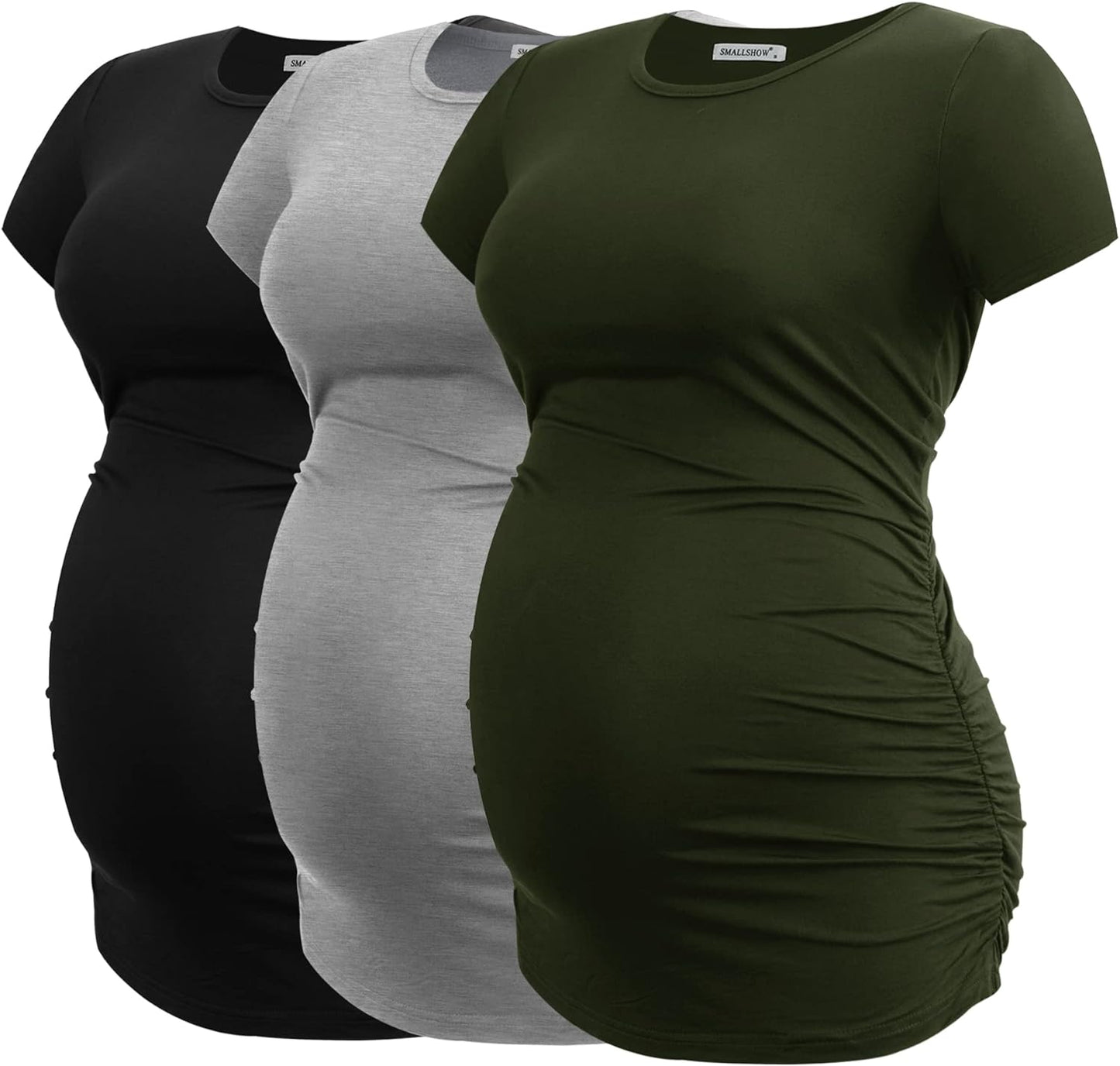 Smallshow Women's Maternity Tops Side Ruched Tunic T-Shirt Pregnancy Clothes