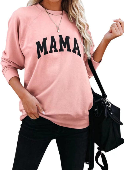 LEEDYA Women Long Sleeve Mama Sweatshirts Round Neck Pullover Loose Lightweight Blouse Tops