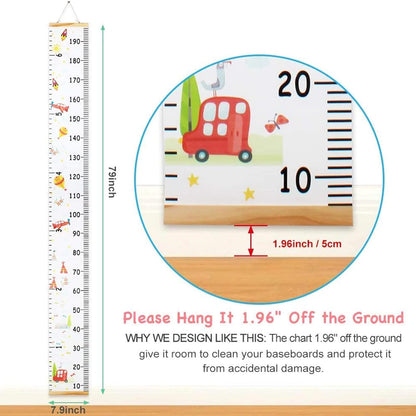 MIBOTE Baby Growth Chart Handing Ruler Wall Decor for Kids, Canvas Removable Growth Height Chart 79" x 7.9"