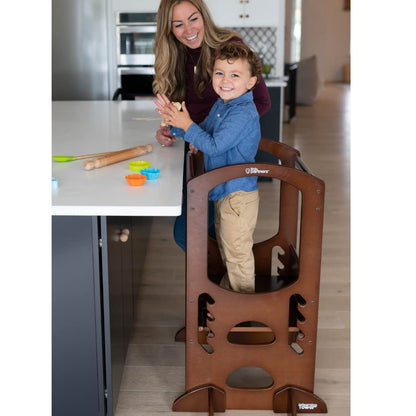 Little Partners Kids Learning Tower® - Adjustable Height Kitchen Step Stool for Toddlers - Encourages Learning, Independence, and Engagement - Safety Climbing Tower for Kitchen Counter (Natural)