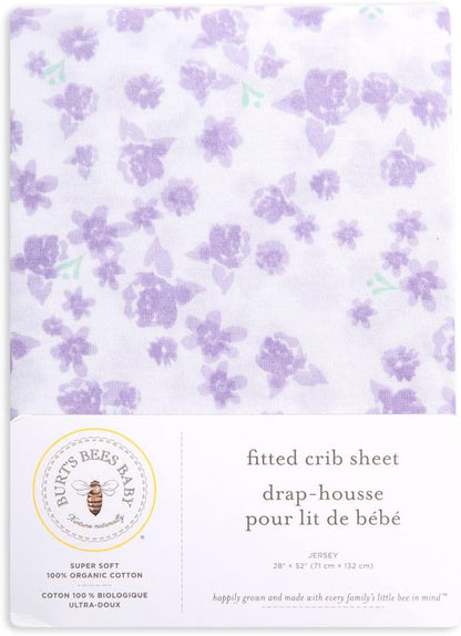 Burt's Bees Baby - Fitted Crib Sheet, Boys & Unisex 100% Organic Cotton Crib Sheet for Standard Crib and Toddler Mattresses (Hello Moon!) 28x52 Inch (Pack of 1)