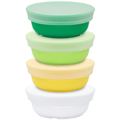 Re-Play Made in USA 12 Oz. Reusable Plastic Bowls, Pack of 4 Without Lid - Dishwasher and Microwave Safe Bowls for Snacks and Everyday Dining - Toddler Bowl Set 5.75" x 5.75" x 2", Modern Mint